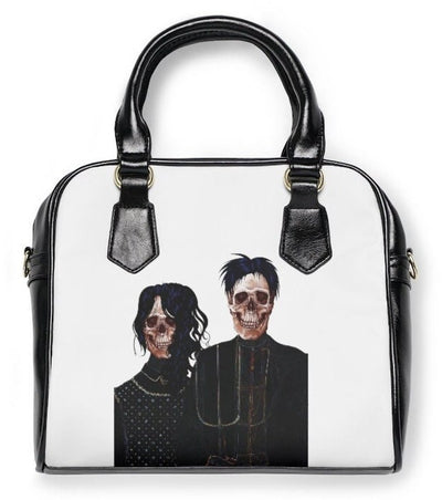 Goth Couple Bag Purse Goth Love Skeleton Handbag Dark Academia Black Vegan Crossbody - AudaciousGifts